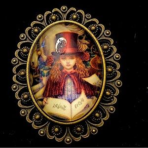Vintage style Alice in Wonderland Mad Hatter Oval Adjustable Ring